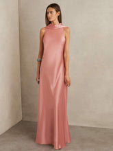 Reiss | Petite Satin Cape Maxi Dress in Pink