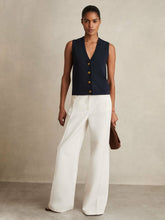 Reiss | Knitted Button Through Vest in Navy