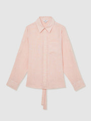 Reiss | Linen Tie-Back Shirt in Pale Pink