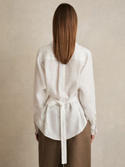 Reiss | Linen Tie-Back Shirt in White
