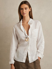 Reiss | Linen Tie-Back Shirt in White