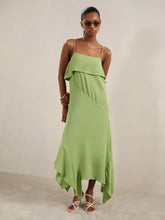 Reiss | Ruffle-Detail Midi Dress in Green