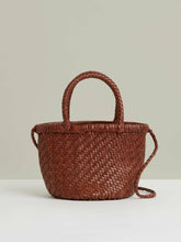 Reiss | Leather Woven Mini Tote Bag in Tan