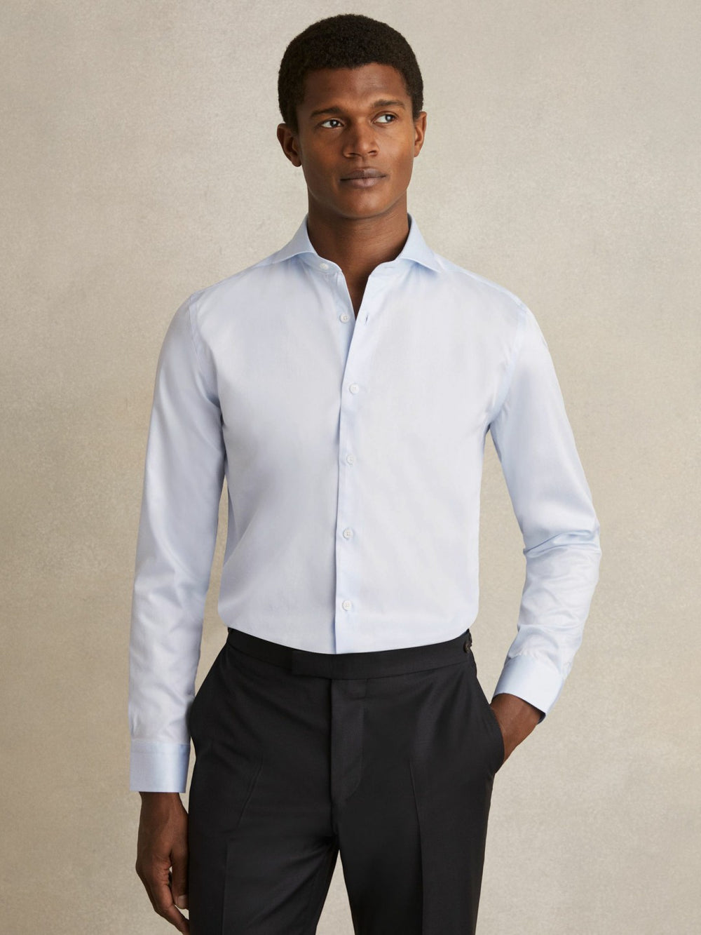 Reiss | Slim Fit Slim-Fit Cotton Double-Cuff Shirt in Soft Blue