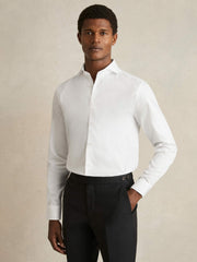 Reiss | Regular Fit Slim-Fit Cotton Double-Cuff Shirt in White