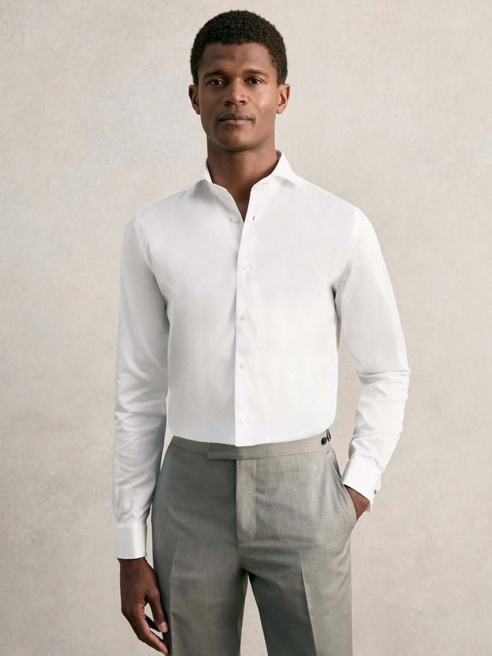 Reiss | Slim Fit Slim-Fit Cotton Double-Cuff Shirt in White