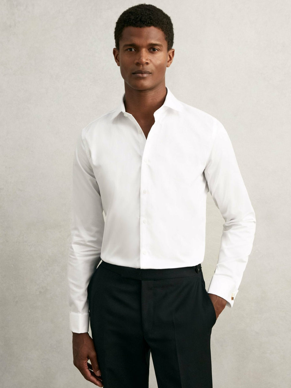 Reiss | Regular Fit Slim-Fit Cotton-Sateen Shirt in White