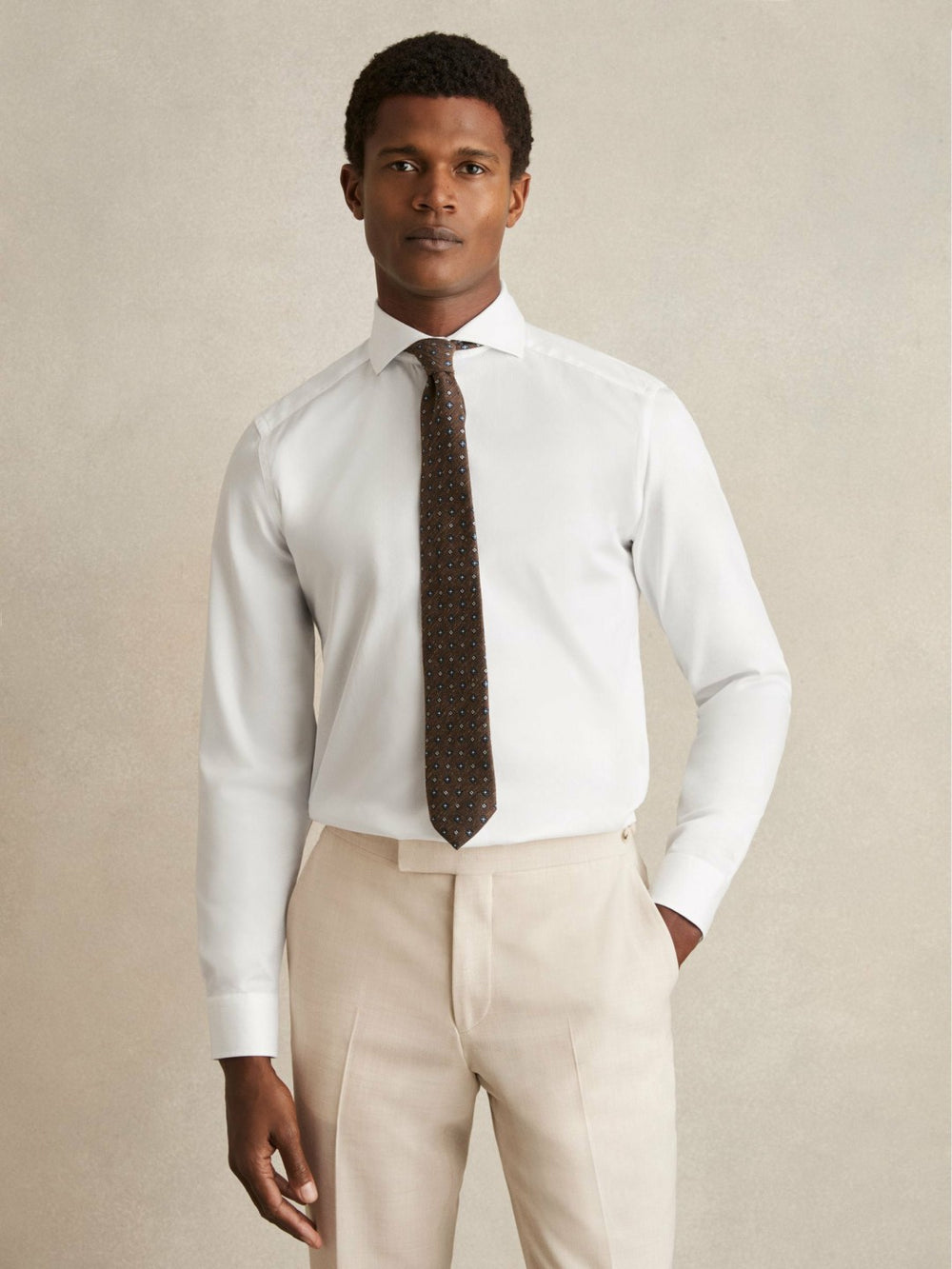Reiss | Slim Fit Cotton-Twill Two-Fold Shirt Slim-Fit in White
