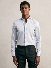 Reiss | Regular Fit Cotton Sateen Shirt in Mid Blue