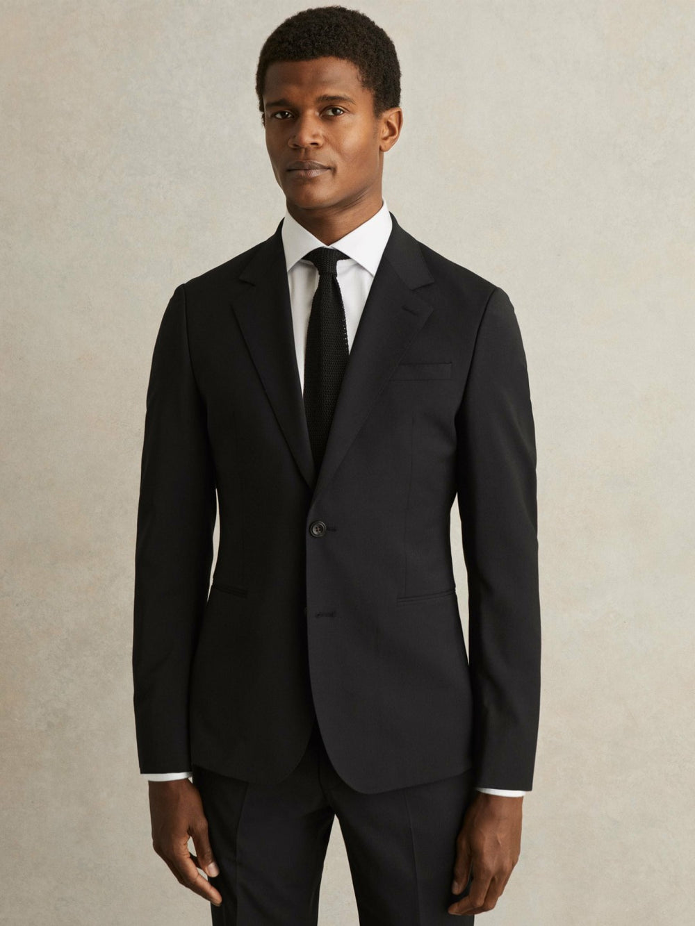 Reiss | Wool-Blend Single-Breasted Suit Blazer Slim-Fit in Black