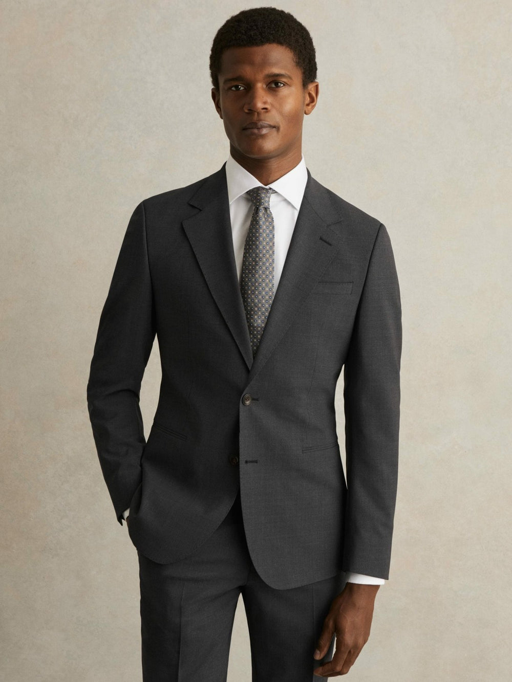 Reiss | Wool-Blend Single-Breasted Suit Blazer Slim-Fit in Grey