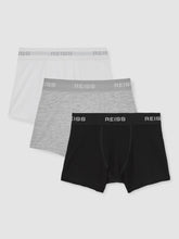 Reiss | Stretch-Cotton Logo-Waistband Boxer Shorts 3 Pack in White/Grey/Black