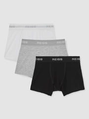 Reiss | Stretch-Cotton Logo-Waistband Boxer Shorts 3 Pack in White/Grey/Black