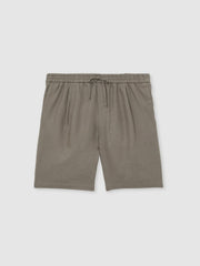 Reiss | Linen Drawstring Shorts in Mushroom Brown