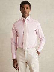 Reiss | Slim Fit Cotton Sateen Shirt in Pink