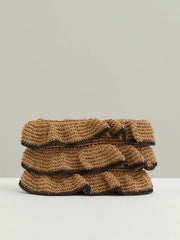 Reiss | Raffia Ruffle Clutch Bag in Natural