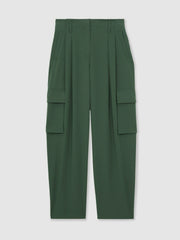 Reiss | Petite Wide-Leg Pleated Cargo Trousers in Green