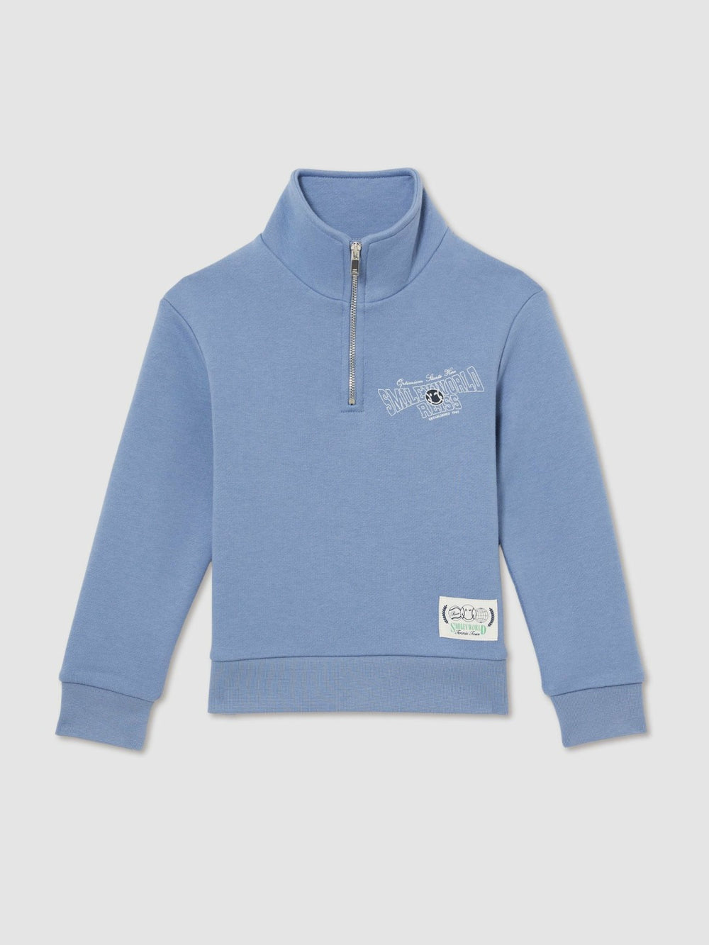 Reiss | 13-14 yrs SmileyWorld Half-Zip Sweatshirt Unisex Fit in Blue