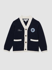 Reiss | 9-12 yrs SmileyWorld Logo Cardigan Unisex Fit in Off White