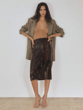 Reiss | Atelier Laser-Cut Pencil Skirt in Chocolate