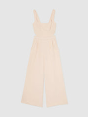 Reiss | Wide-Leg Cut-Out Jumpsuit in Pale Pink