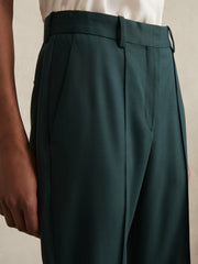 Reiss | Petite Wool-Blend Wide-Leg Suit Trousers in Green