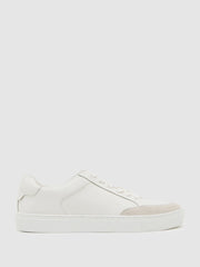 Reiss | Bonded-Leather Low-Top Trainers in White