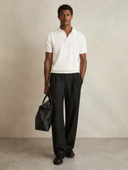 Reiss | Cotton-Silk Polo Shirt in Off White