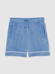 Reiss | 13-14 yrs Towelling Brand-Embroidered Shorts in Airforce Blue