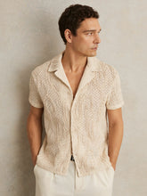 Reiss | Cotton-Blend Embroidered Crochet Shirt in Oatmeal