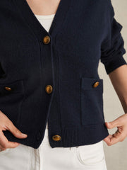Reiss | Wool-Cashmere Button Cardigan in Navy