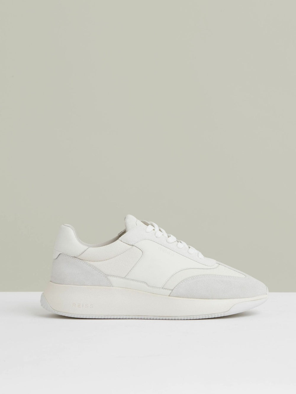 Reiss | Bonded-Leather Suede Running Trainers in White