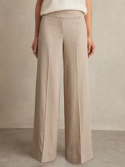 Reiss | Petite Lyocell-Linen Wide-Leg Trousers in Neutral