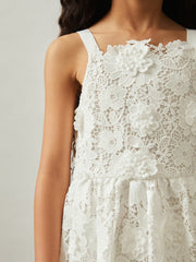 Reiss | 13-14 yrs Guipure-Lace Midi Dress in Ivory