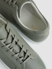Reiss | Tumbled-Leather Low-Top Trainers in Mint Green