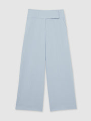 Reiss | Lyocell-Linen Wide-Leg Trousers in Blue