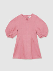Reiss | 4-9 yrs Linen Balloon-Sleeve Dress in Pink