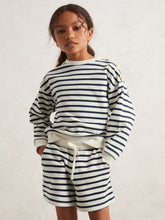 Reiss | 9-13 yrs Stripe Sweatshirt and Shorts Set Cotton-Blend in Navy/Ivory