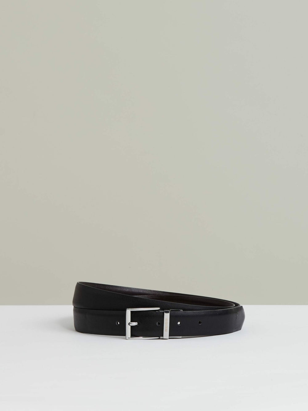 Reiss | Reversible Leather Belt with Interchangeable Buckle in Black/Brown