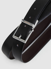 Reiss | Reversible Leather Belt with Interchangeable Buckle in Black/Brown