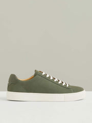 Reiss | Nubuck Leather Low-Top Trainers in Thyme Green