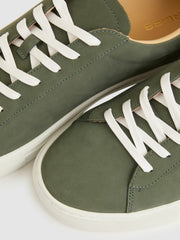 Reiss | Nubuck Leather Low-Top Trainers in Thyme Green