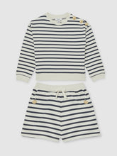Reiss | 13-14 yrs Stripe Sweatshirt and Shorts Set Cotton-Blend in Navy/Ivory