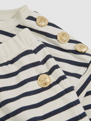 Reiss | 13-14 yrs Stripe Sweatshirt and Shorts Set Cotton-Blend in Navy/Ivory
