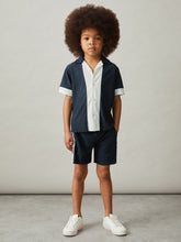 Reiss | 9-13 yrs Plissé Colour-Block Shorts in Navy/White