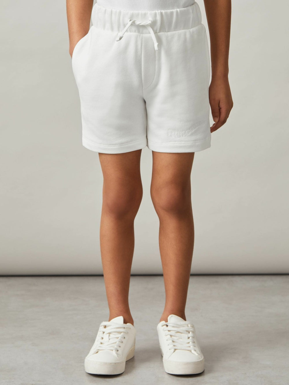 Reiss | 9-13 yrs Cotton Brand-Embroidered Shorts in Off White