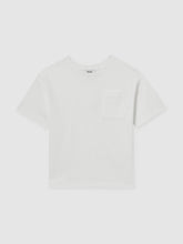 Reiss | 13-14 yrs Cotton Palm-Embroidery Oversize T-Shirt in Off White