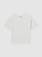 Reiss | 13-14 yrs Cotton Palm-Embroidery Oversize T-Shirt in Off White