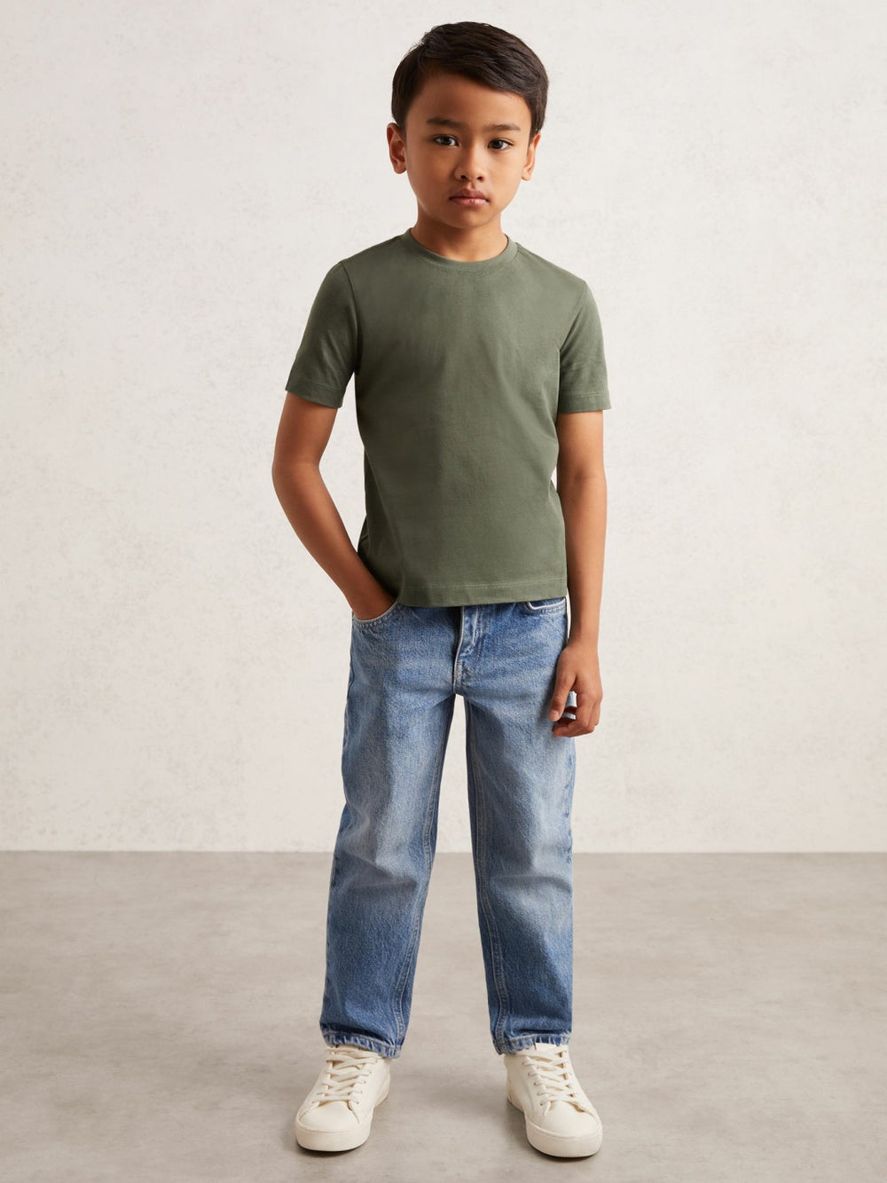 Reiss | 3-9 yrs Crew Neck T-Shirt in Dark Sage
