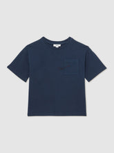 Reiss | 13-14 yrs Cotton Palm-Embroidery Oversize T-Shirt in Washed Navy